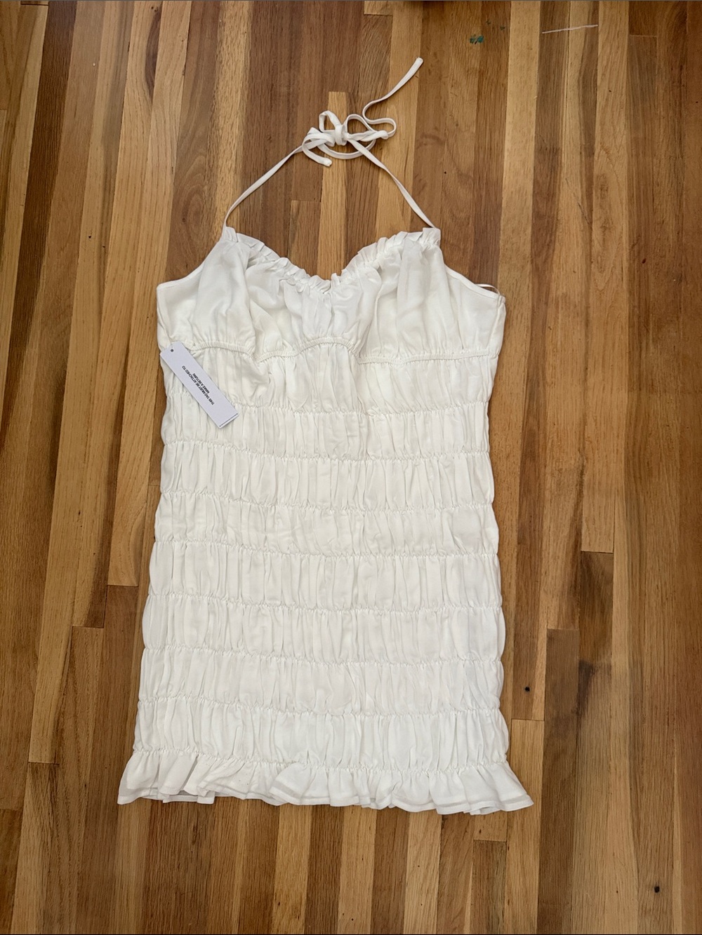 NWT Princess Polly White Ruched Bodycon Sleeveless Bohemienne Mini Halter Dress